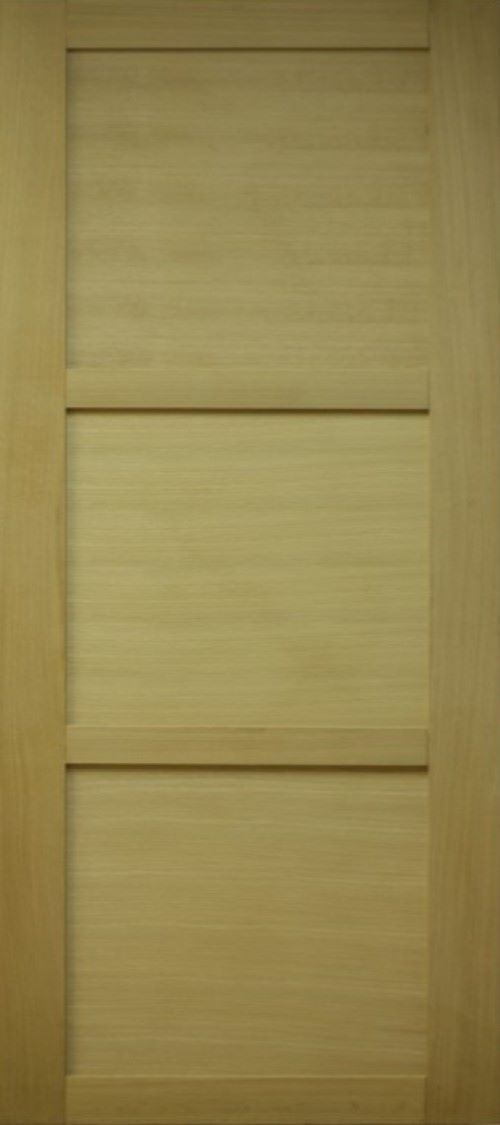 Porta scorrevole a 3 pannelli con impiallacciatura Ayous H.204 x L.93 + sistema a cerniera e pannellatura in dotazione