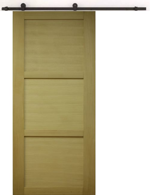 Porta Scorrevole Ayous in Legno 3 Ante H204 x L83 + Rullo Nero e 2 Gusci Neri senza maniglia