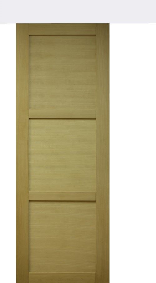 Porta scorrevole a 3 pannelli impiallacciata Ayous H204 x L73 + con guida bianca + conchiglie