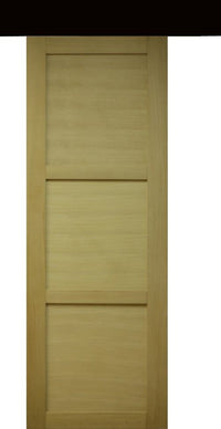 Porta scorrevole a 3 pannelli impiallacciata Ayous H204 x L73 + guida a fascia nera + 2 gusci installati senza maniglia