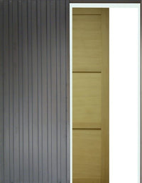 Porta scorrevole a 3 pannelli con impiallacciatura Ayous H.204 x L.83 + sistema a cerniera e pannellatura in dotazione