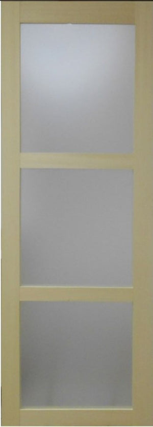 Porta scorrevole smaltata Ayous impiallacciato 3 vetri H204 x L73 + binario Alu con fascia Alu