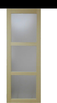 Porta Scorrevole in Vetro Ayous in Legno H204 x L93 + Binario in Alluminio Nero e 2 Gusci Neri senza maniglia