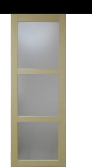 Porta Scorrevole in Vetro Ayous in Legno H204 x L93 + Binario in Alluminio Nero e 2 Gusci Neri senza maniglia