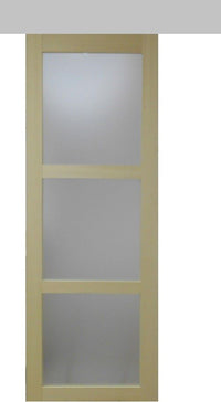 Porta scorrevole smaltata Ayous impiallacciato 3 vetri H204 x L83 + binario in alluminio con fascia in alluminio