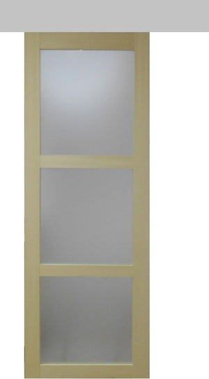 Porta scorrevole smaltata Ayous impiallacciato 3 vetri H204 x L83 + binario in alluminio con fascia in alluminio