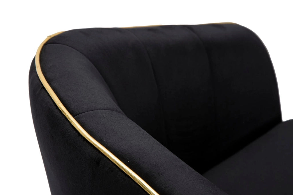 Poltrona Paris 62x58x78 cm in Legno Spugna Metallo e Poliestere Nero e Oro