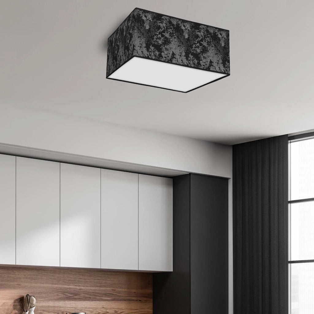 Plafoniera quadrata Satino 40cm nera 2xE27 Milagro