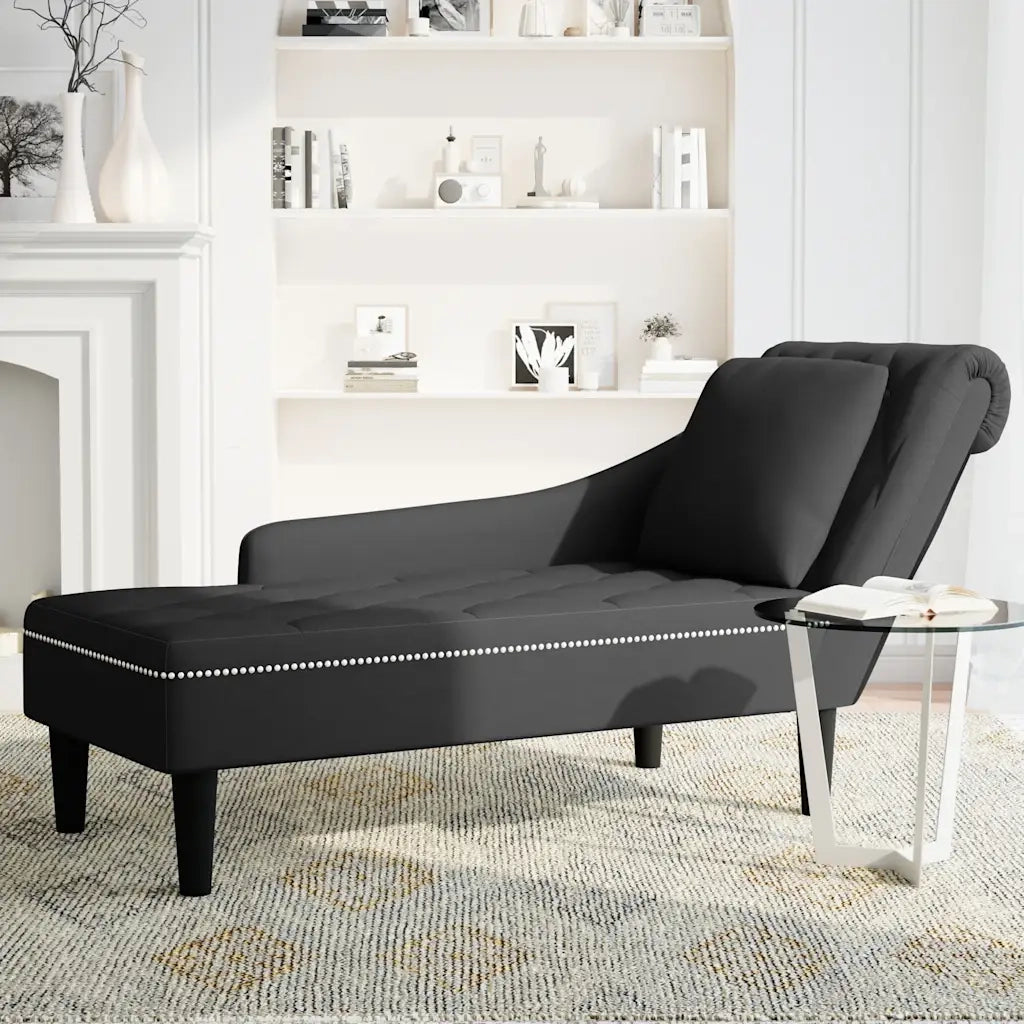 Sdraio con Cuscino e Bracciolo Destro in Velluto Nero CFW4851235