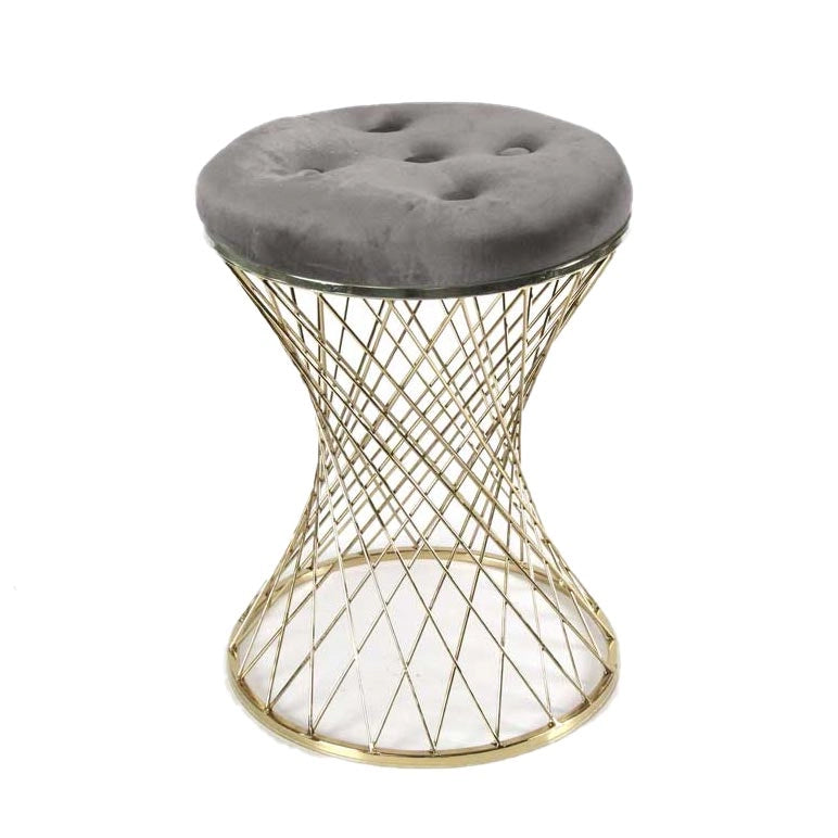 SET 2 SGABELLI LISBONA IN METALLO CON SEDUTA IMBOTTITA Ø 35 X 47 CM GRIGIO