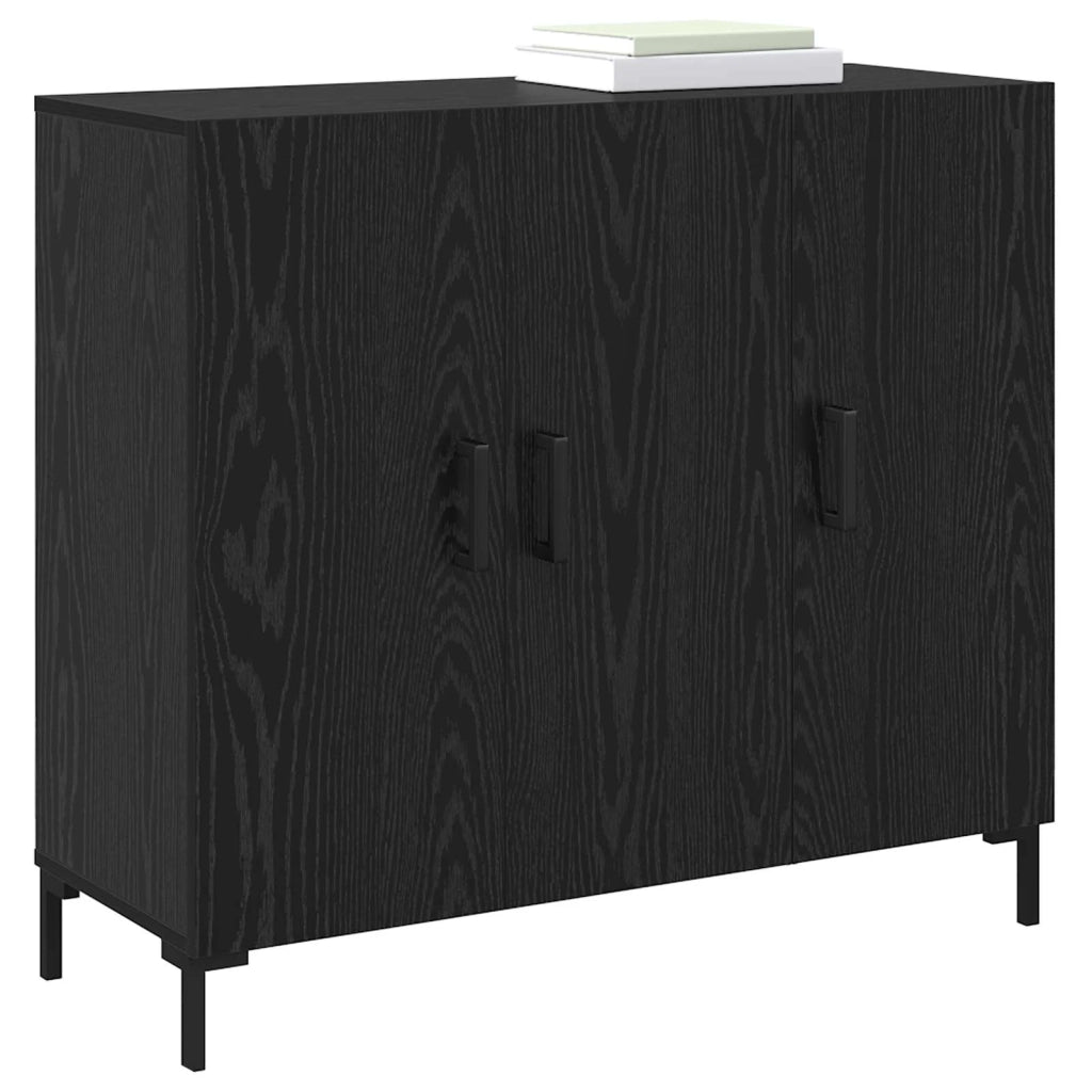 Credenza Rovere Nero 90 x 34 x 80 cm Legno multistrato 879585