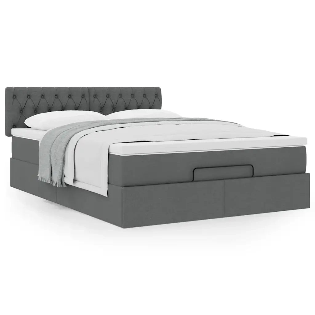 Pouf Letto con Materasso Grigio Scuro 140x190 cm in Tessuto 3311540