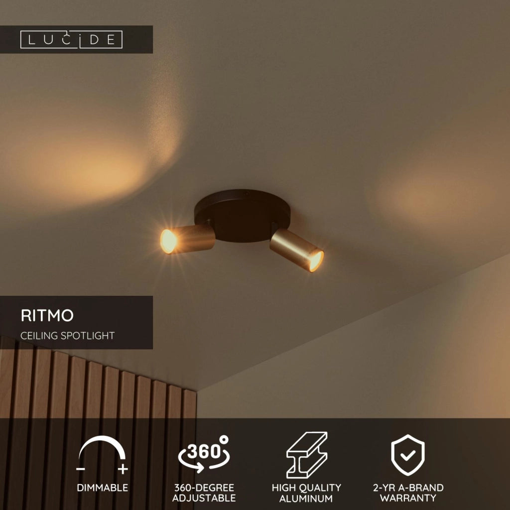 Faretto soffitto RITMO 2xMR11 oro nero Lucide