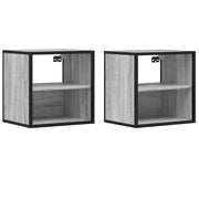 Set di 2 Comodini | Armadio da Notte | Mobiletto da notte a Muro Grigio Sonoma 40x31x39,5 cm