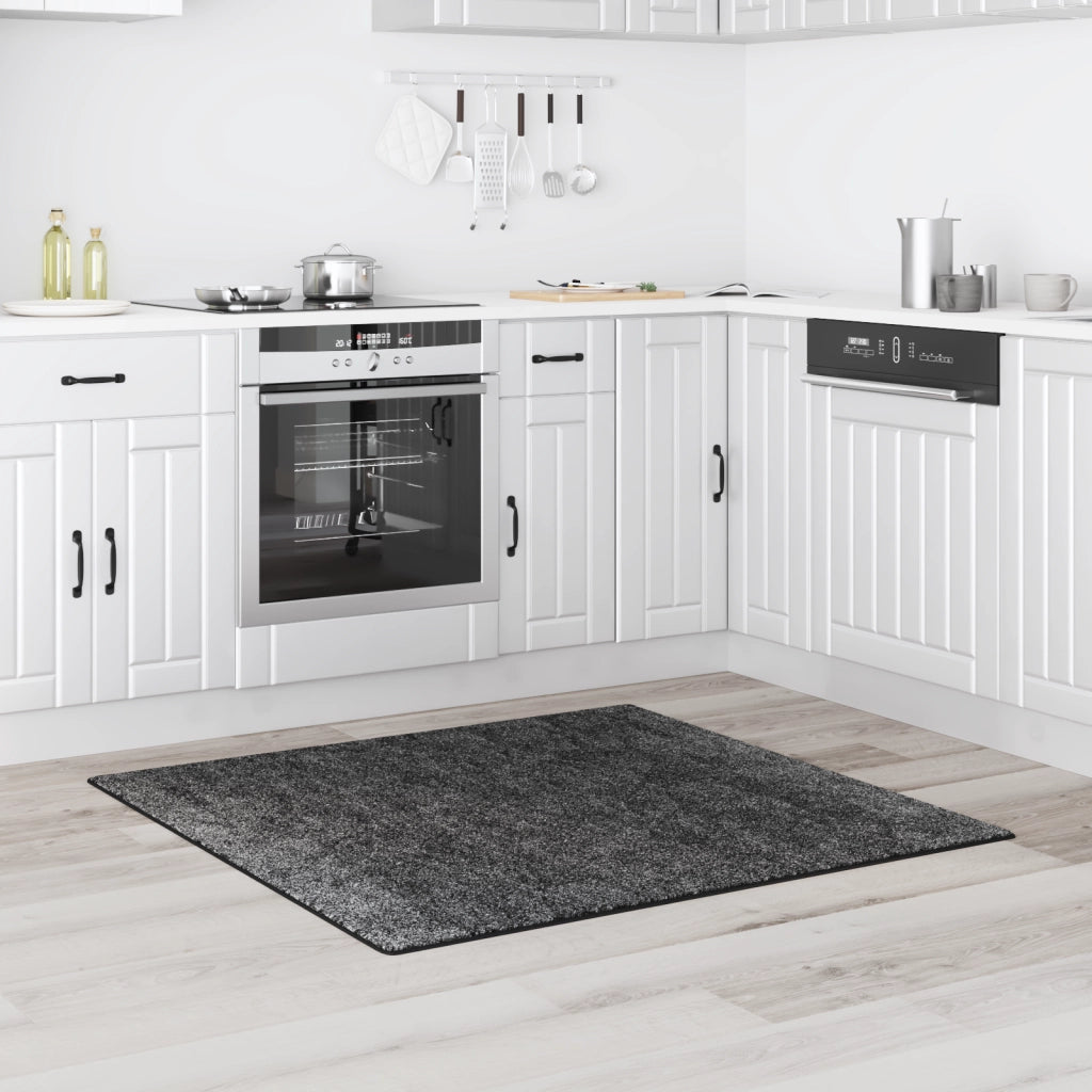 Tappeto Shaggy con Schienale in Lattice Grigio Scuro 120x120 cm