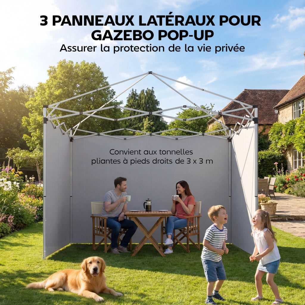 Pannelli laterali per gazebo 3x3 m ¨C zephmum ¨C Tessuto Oxford bianco