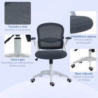 Sedia da Ufficio Ergonomica con Schienale a Rete e Altezza Regolabile, 65.5x61.5x88-97.5cm, Grigio