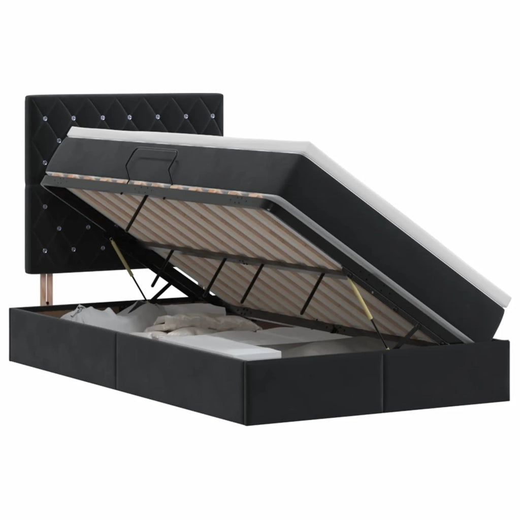 Letto con contenitore e materasso Nero 120 x 200 cm Velluto 3459623