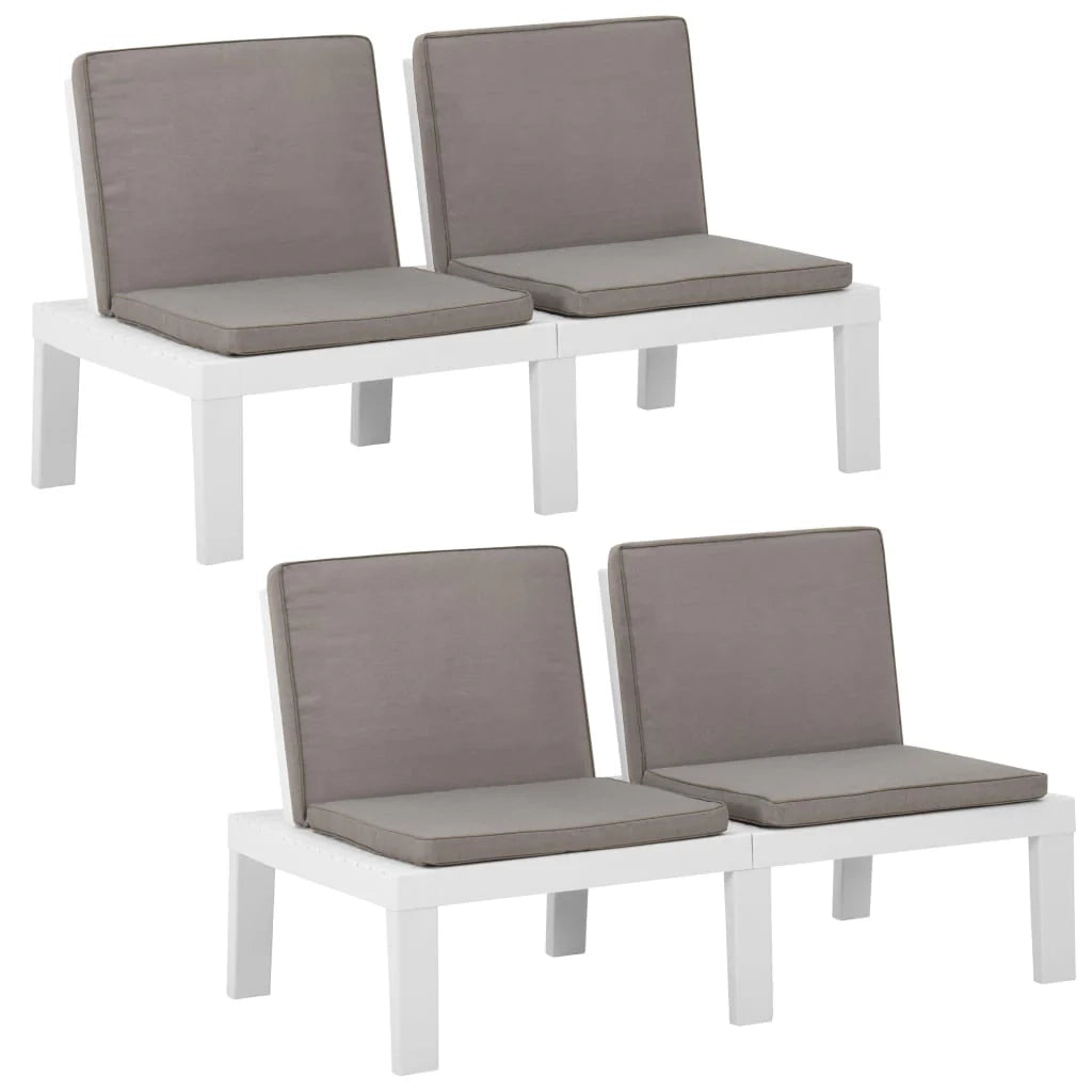 Panca da giardino mobili da esterno per patio set da giardino con cuscini 2 pezzi plastica bianca 02_0011852