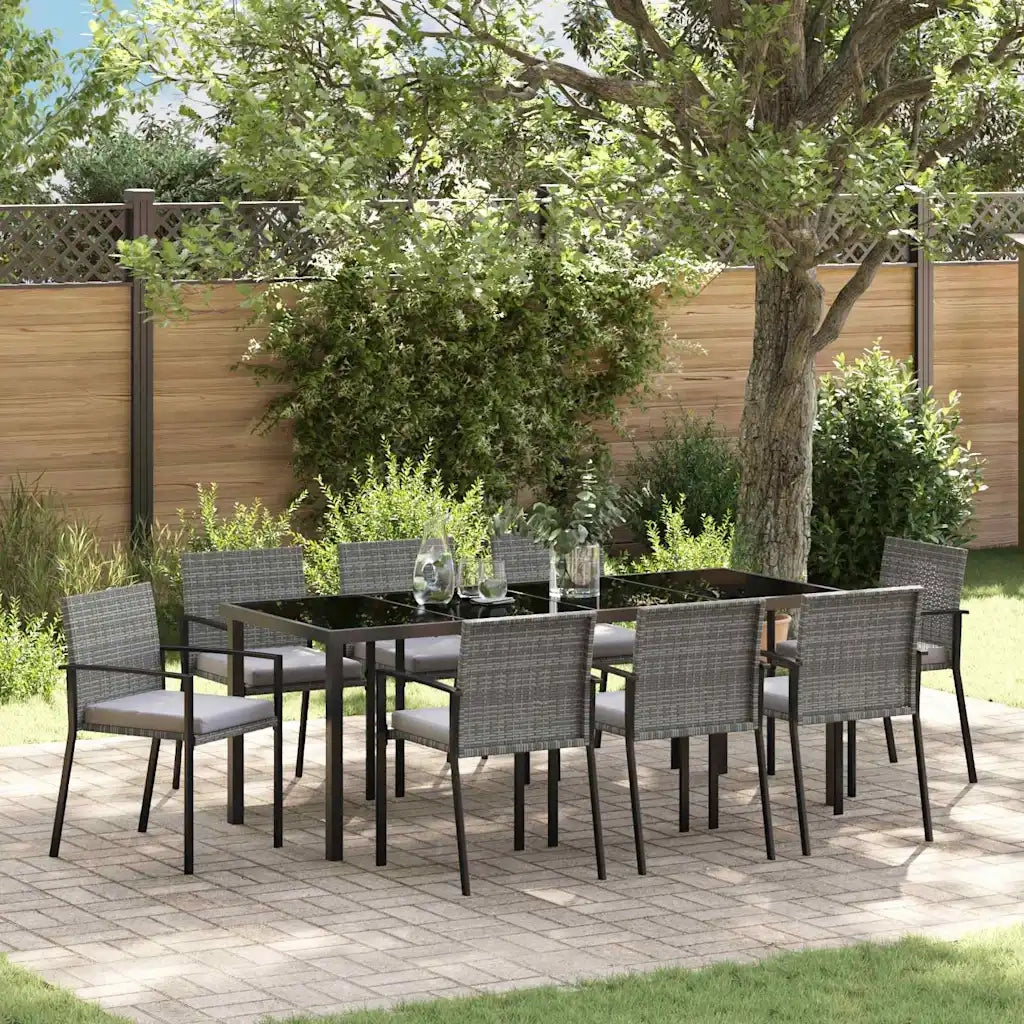 Set da Pranzo per Giardino 9 pcs Grigio 3379246