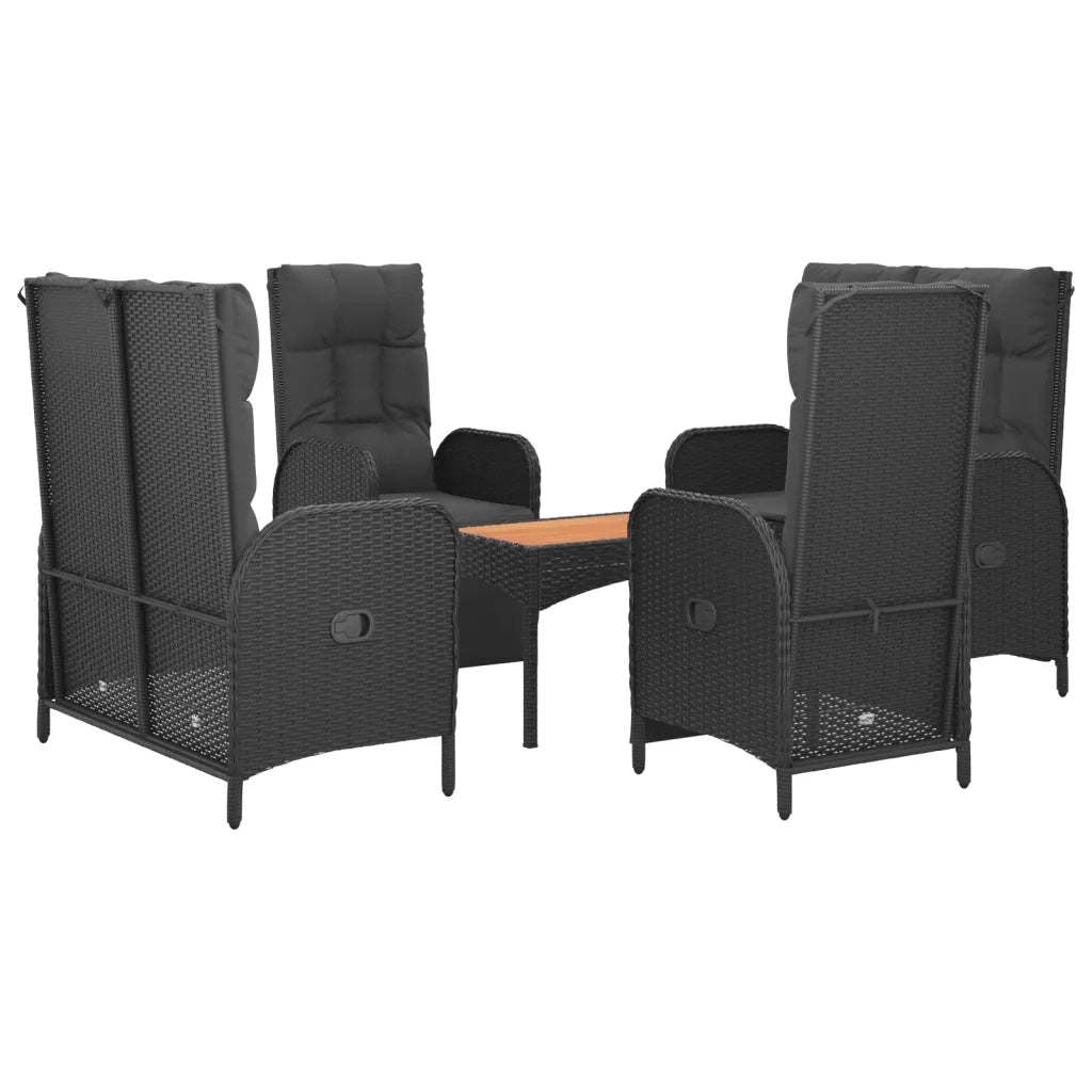 Set da Pranzo da Giardino 5 pz Nero con Cuscini in Polyrattan 3185090