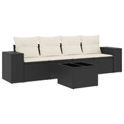 Set Divani da Giardino 5 pz | Set Salotto da Giardino con Cuscini in Polyrattan Nero