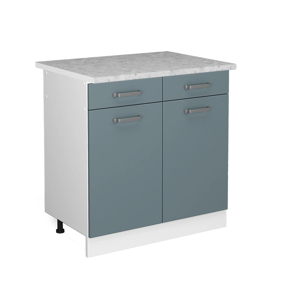 Vicco Base universale Grigio-blu 80 cm con cassetti e ante, con piano di lavoro