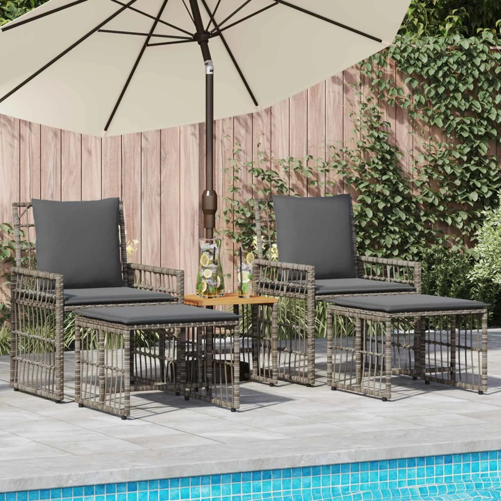 Set di Mobili da Esterno 5 pcs Nero e Grigio scuro