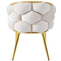 Sedia Imbottita in Velluto con Protezione per la Schiena, Gambe Anteriori Regolabili, di Lusso, 50×47×80 cm, Beige