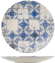 Set di 12 piatti da tavola in ceramica lotus, blu e ivoore, 28 cm