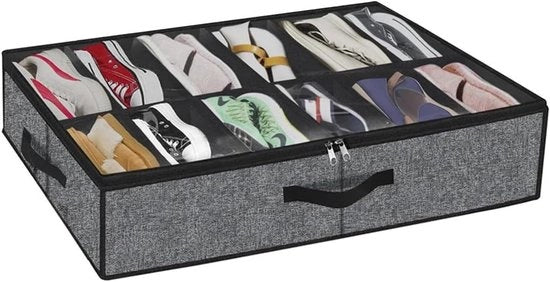 Organizzatore per scarpe con illuminazione per 12 pair di scarpe, adatto per sotto il letto con finestra trasparente