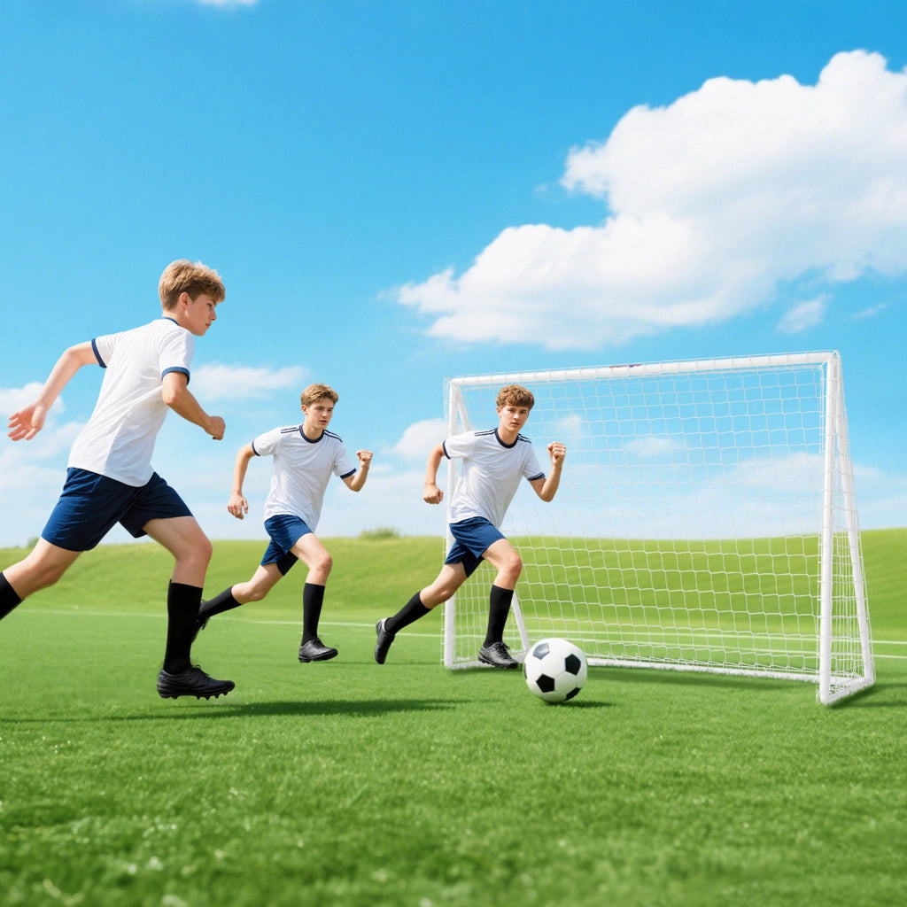 Set da calcio con rete ¨C zephmum ¨C PVC 2.4x1.8m bianco