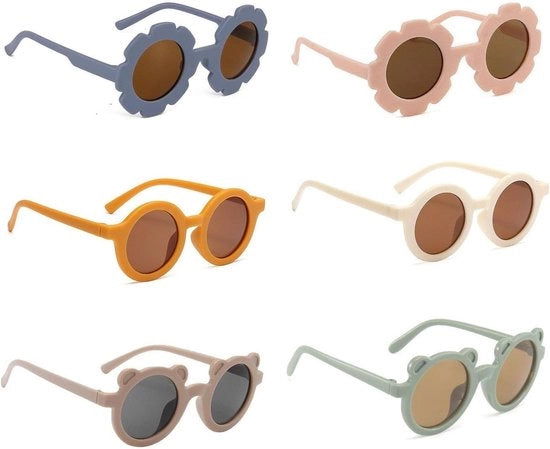Sole brille a forma di fiore, polarizzata, rotonda, retro, per festeggiamenti in piscina - Rosa - Unico modello