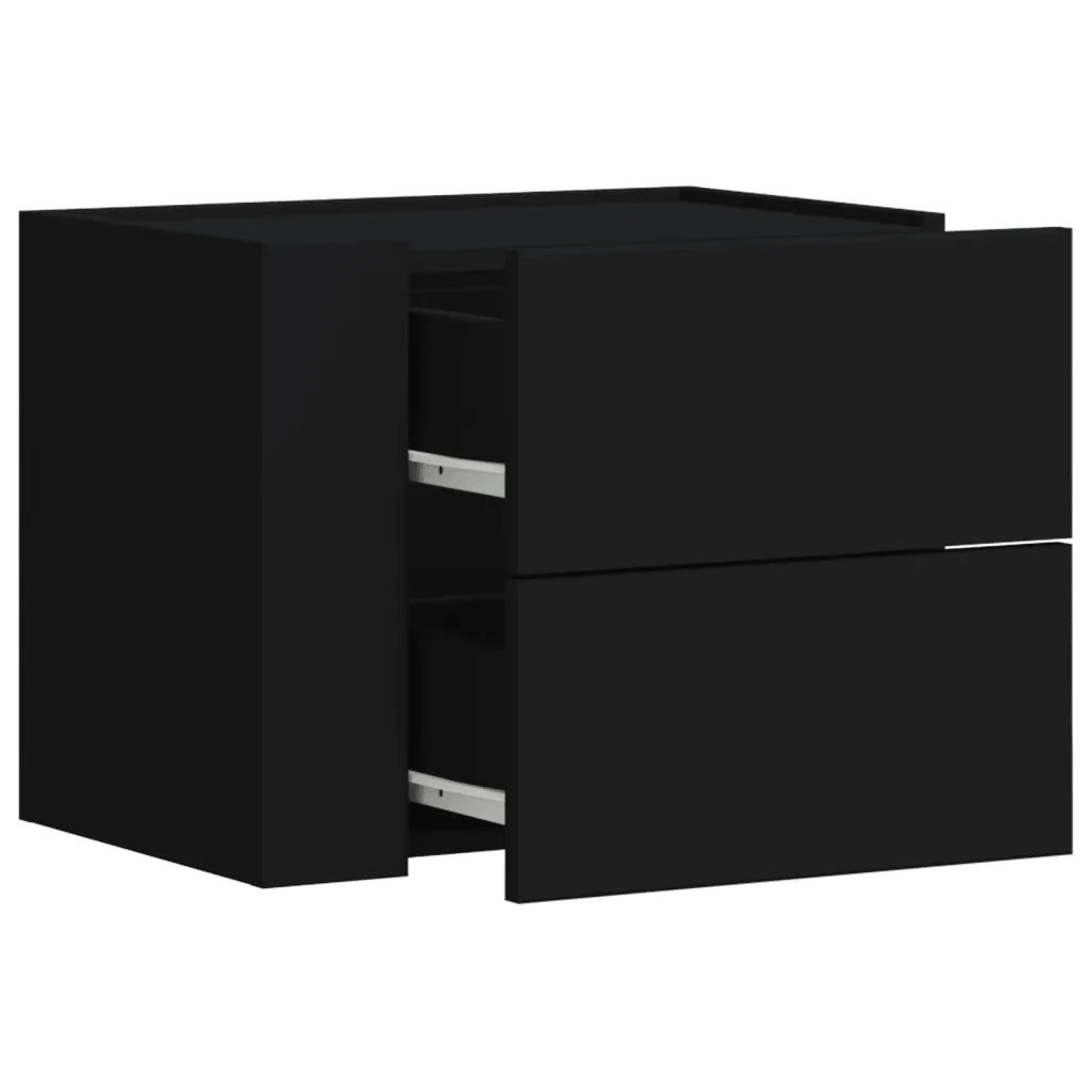 Comodino | Armadio da Notte | Mobiletto da notte a Muro Nero 45x30x35 cm