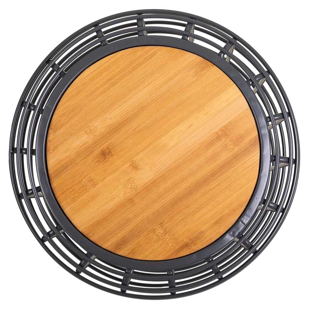 Tavolino in metallo nero e legno 44x44x45h
