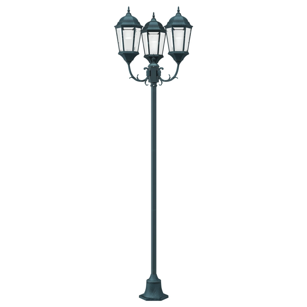 Palo per Giardino  con 3 Lampade E27 Verde 220 cm Alluminio