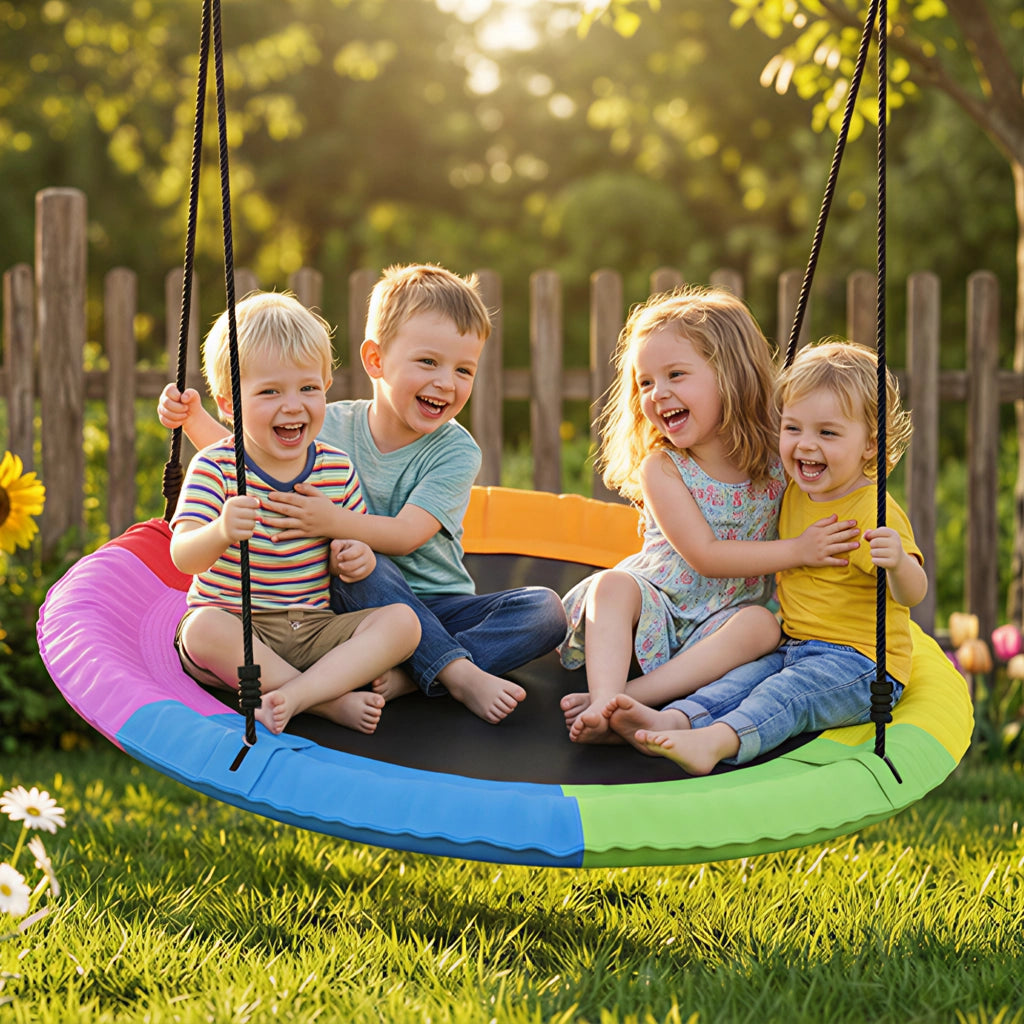 Altalena Nido per Bambini ?120 cm ¨C Xylo ¨C Altezza Regolabile Carico 300 kg Multicolore