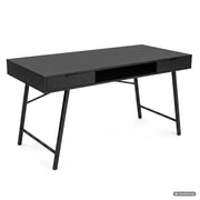 Scrivania industriale per computer Nera ARDEN 120 cm 2 cassetti 1 ripiano gambe nere
