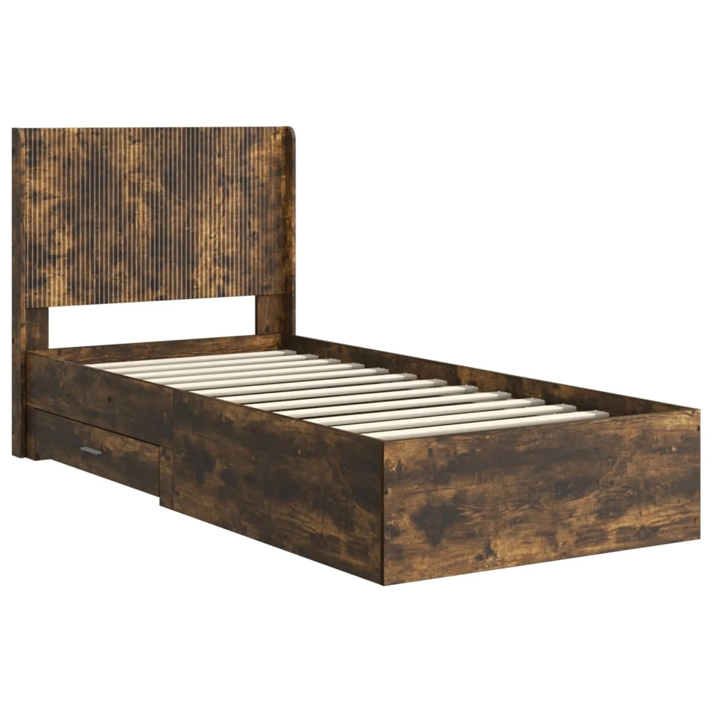 Struttura del letto con stoccaggio e testata Rovere Fumo 3414169