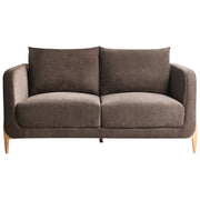 Divano a 2 posti Rivestimento in ciniglia marrone scuro Gambe in legno con braccioli Angolo lettura soggiorno Stile scandinavo moderno