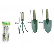 Trade Shop - Set 3 Pz Attrezzi Per Giardino Con Manico Antiscivolo Rastrello 2 Palette 59698 -