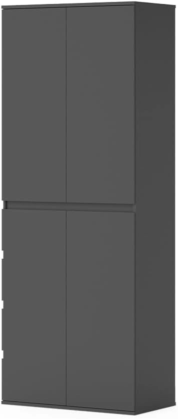 Armadio multifunzione Claus, Antracite, 74 x 191.5 cm con 4 porte