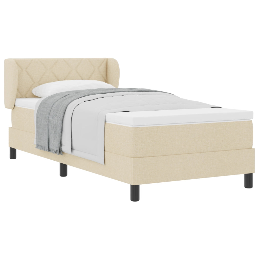 Letto a Box con Materasso Crema 90x190 cm Tessuto