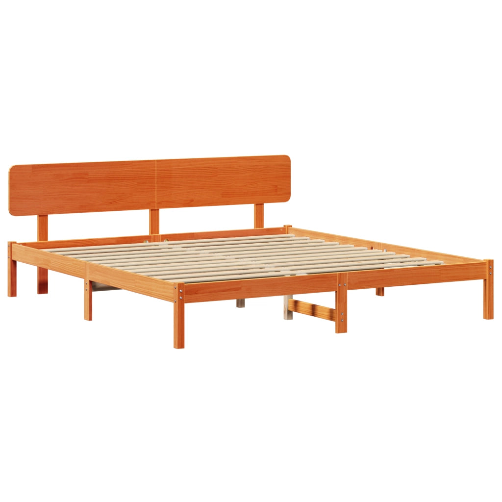 Struttura Letto con Testiera Marrone Cerato 180x200 cm Legno Massello di Pino