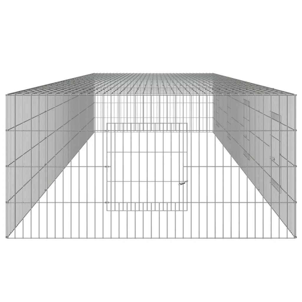 Gabbia per conigli con 4 pannelli 433 x 109 x 54 cm ferro zincato argento 02_0041690