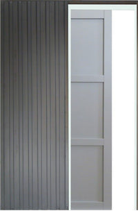 Porta scorrevole a 3 pannelli grigio chiaro H204 x L.83 + Sistema di chiusura e rivestimento in dotazione