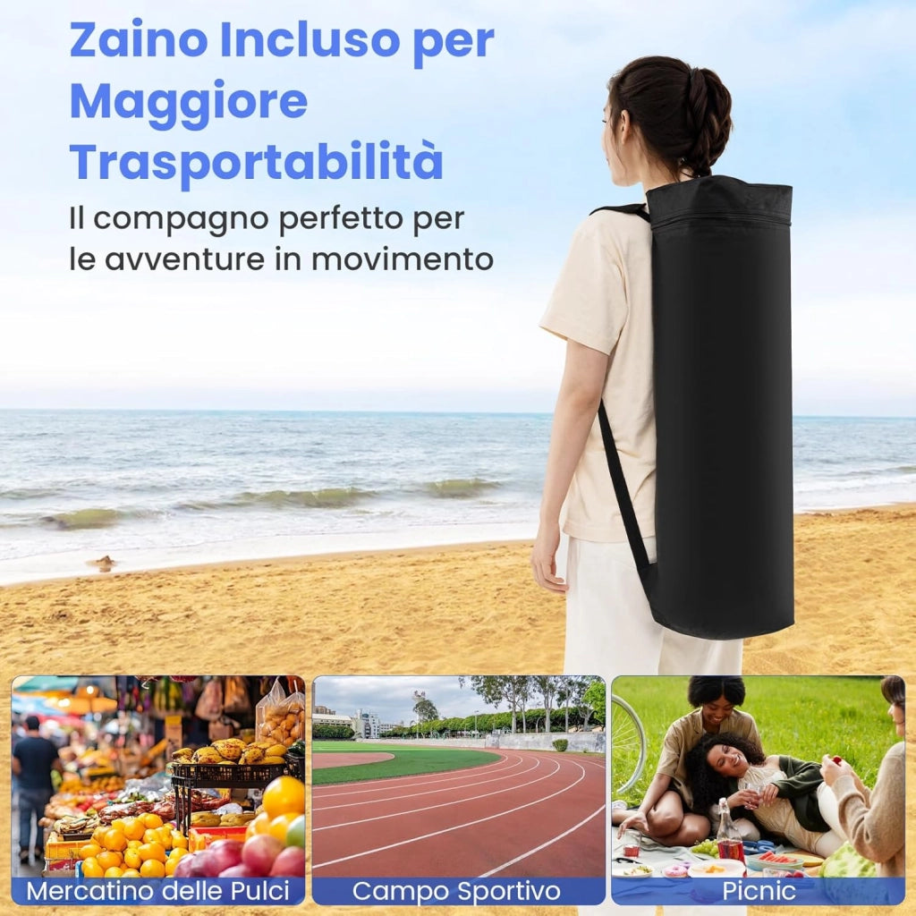 Gazebo Pop-up da Esterno 182 x 182 cm, Gazebo Pieghevole con 1 Parete Laterale, Gambe Inclinabili Regolabili e 4 Picchetti, Tendone Impermeabile per Feste, Campeggio e Picnic (Blu)