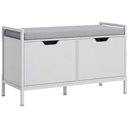 Panca portascarpe con cuscino ¨C zephmum ¨C 2 ante, bianco, 84x35x50 cm
