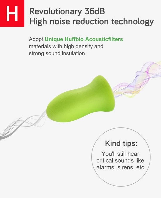 Orecchini Acustici di Schiuma 5 Paia-36db SNR Migliori Orecchini Acustici per il Sonno Design Rivoluzionario con Riduzione del Rumore Superflessibili e Riciclabili per un Sonno Profondo Bloccano il Russamento Viaggiano