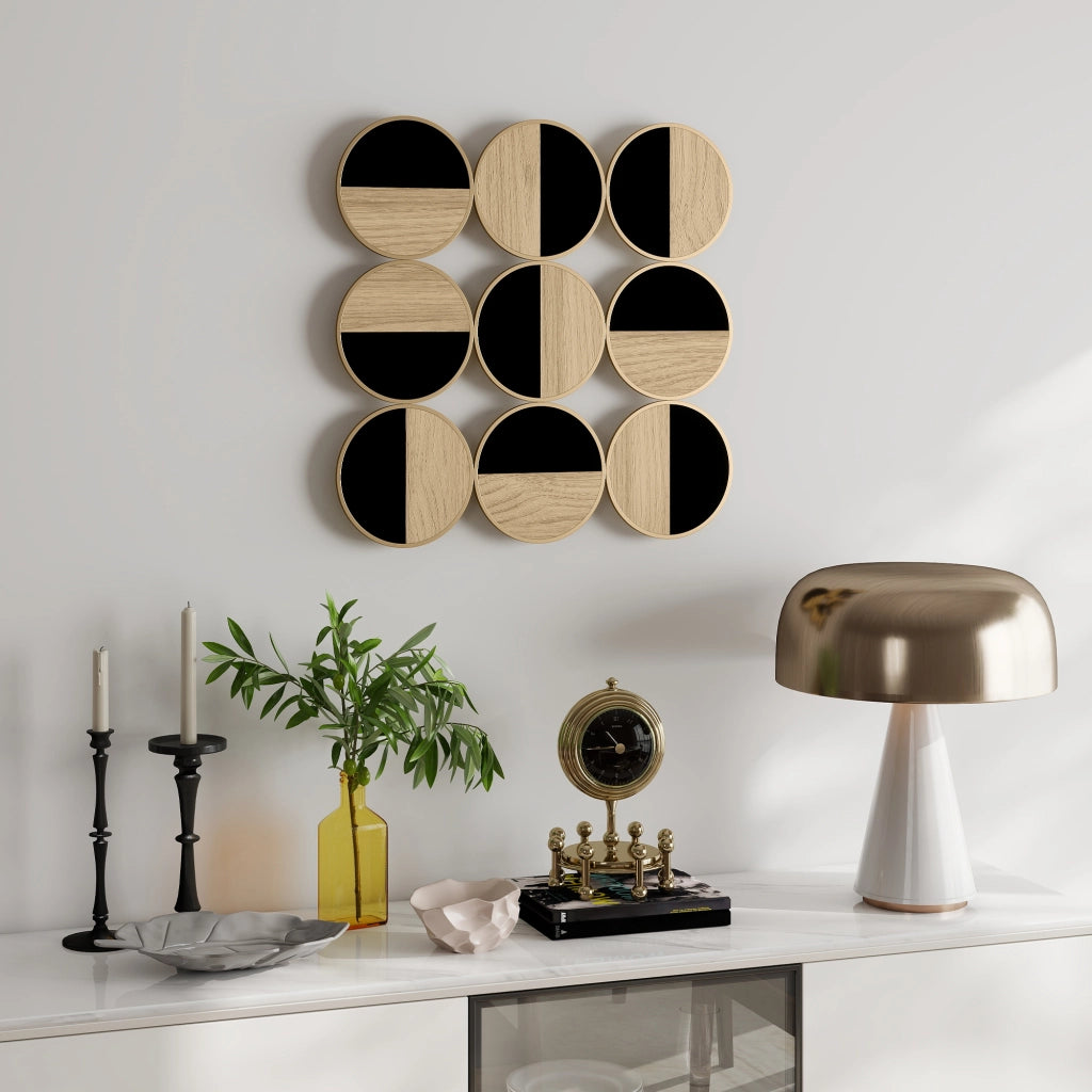 Decorazione murale metallo dischi design ¨C zephmum ¨C naturale nero 60x60 cm